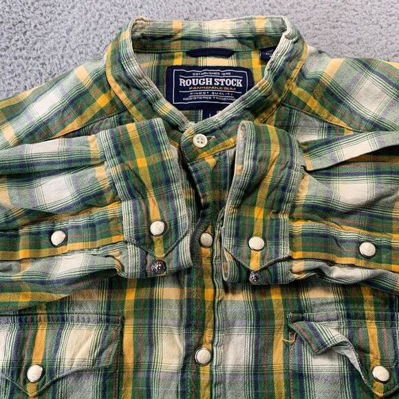 PANHANDLE SLIM Shirt Mens Large Button Up Plaid Rough Stock Western - Picture 8 of 10